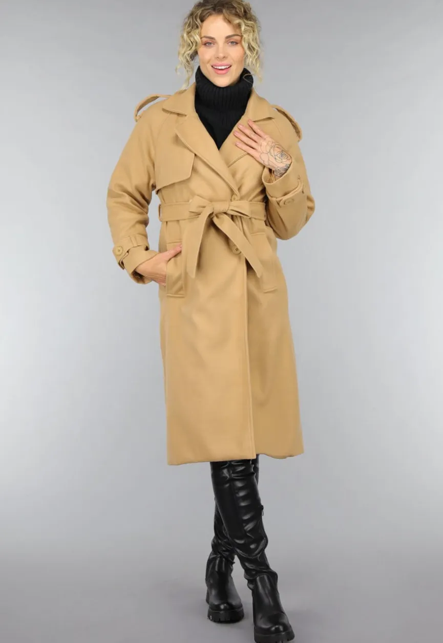 Camel Trenchcoat met Ceintuur
