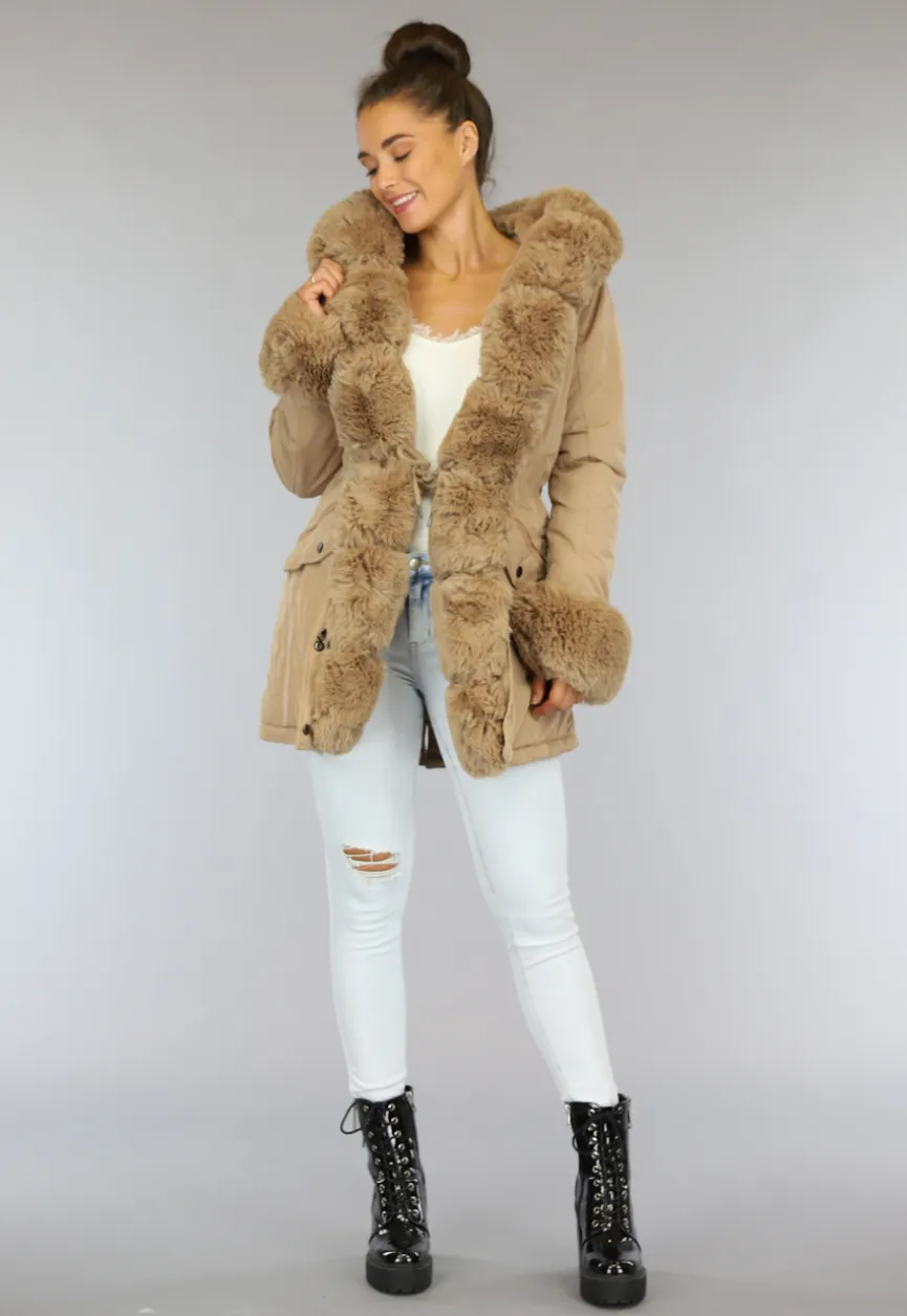Camel Winterjas met Bont