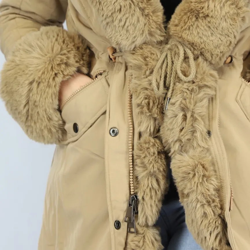 Camel Winterjas met Bont