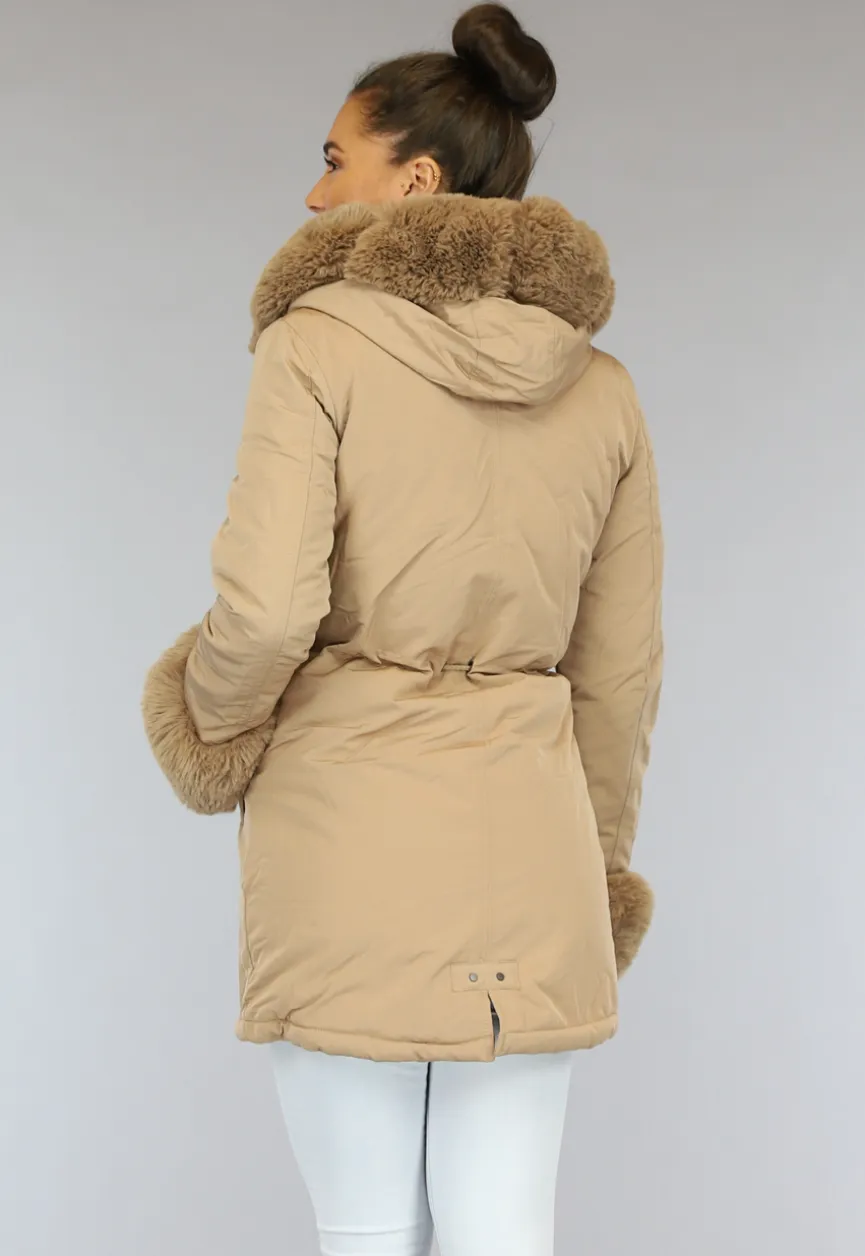 Camel Winterjas met Bont