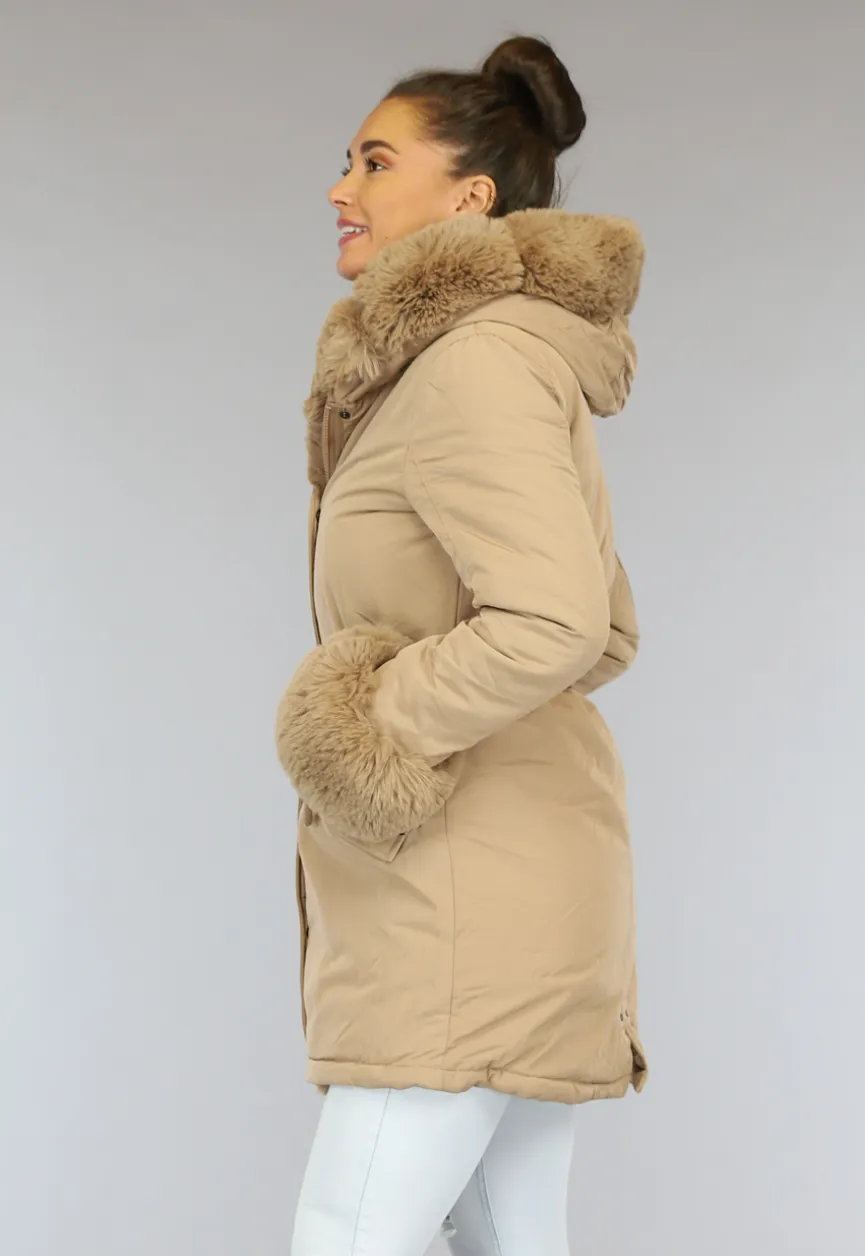 Camel Winterjas met Bont