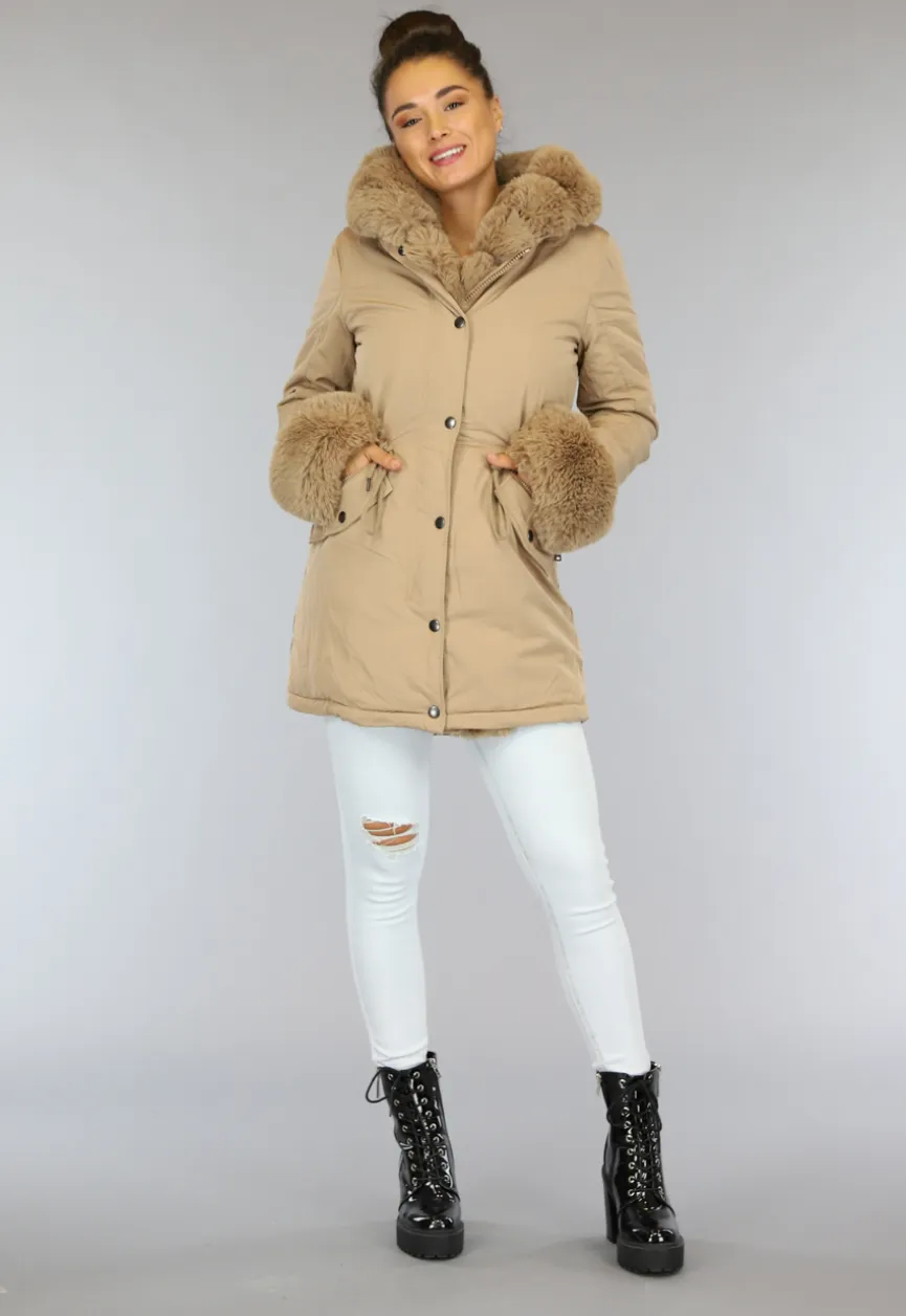 Camel Winterjas met Bont