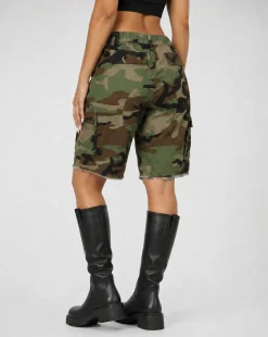 Camouflage Cargo Bermuda Short van Denim met Zakken