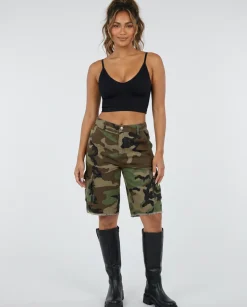 Camouflage Cargo Bermuda Short van Denim met Zakken