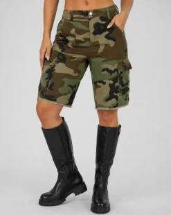 Camouflage Cargo Bermuda Short van Denim met Zakken