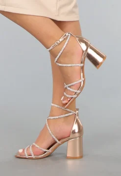 Champagne Sandaletten met Glitter Bandjes