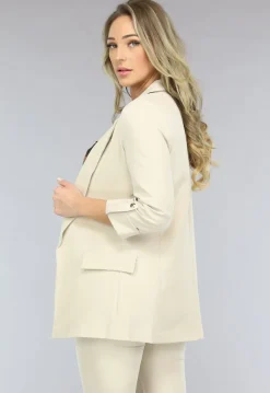 Classy Beige Tweedelige Blazer Set