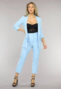 Classy Lichtblauwe Tweedelige Blazer Set