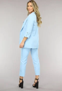 Classy Lichtblauwe Tweedelige Blazer Set