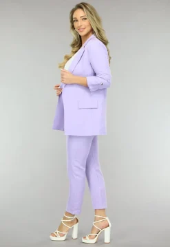 Classy Lila Tweedelige Blazer Set