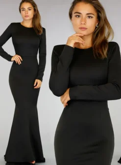 Classy Zwarte Longsleeve Galajurk met Pailletten Rug