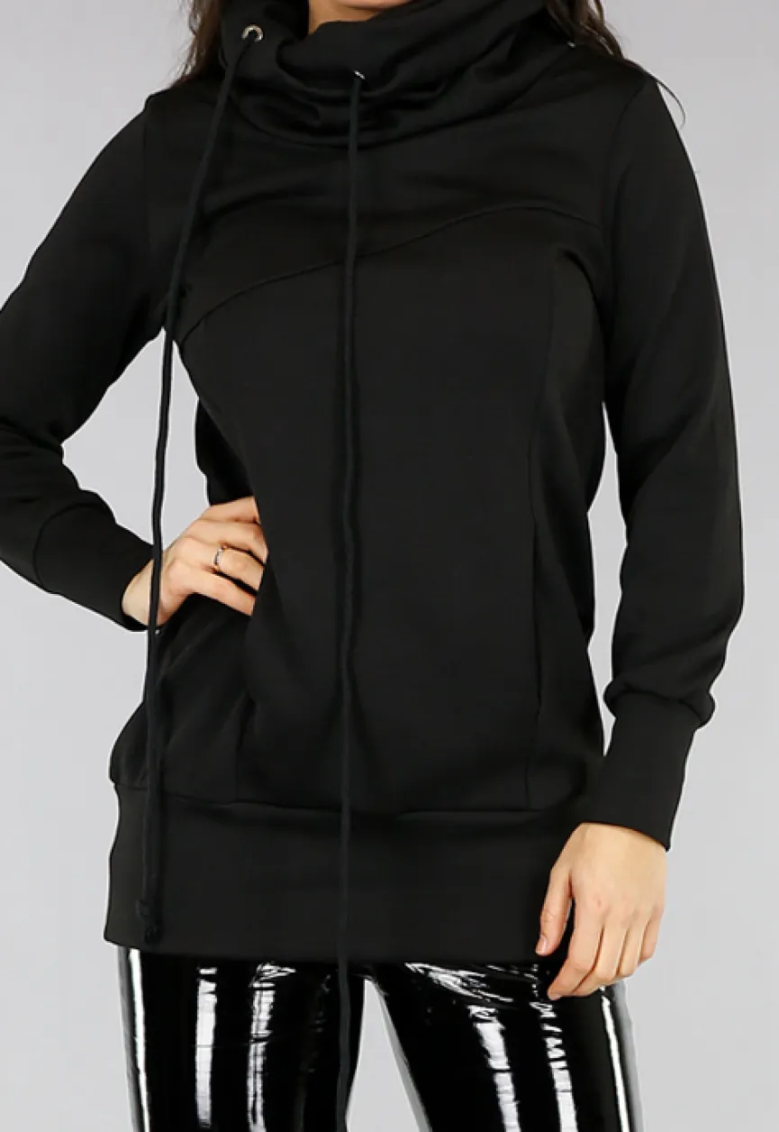 Comfy Zwarte Hoodie Dress met Col