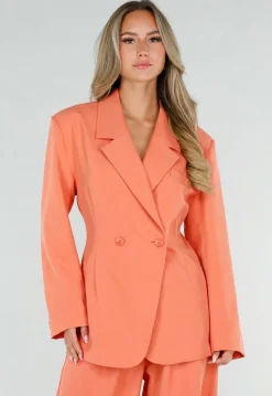Coral Double Breasted Blazer met Reverskraag