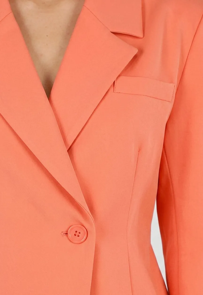 Coral Double Breasted Blazer met Reverskraag