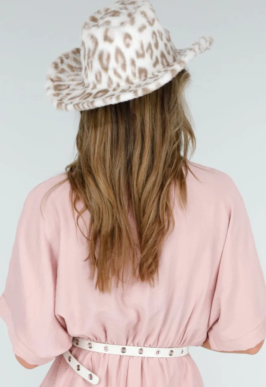 Cowboyhoed met Roze Luipaardprint van Faux Fur