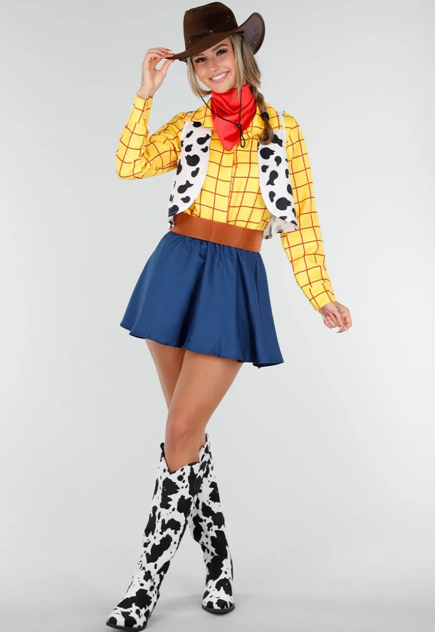 Cowgirl Kostuum met Geruite Blouse Gilet en Rode Bandana