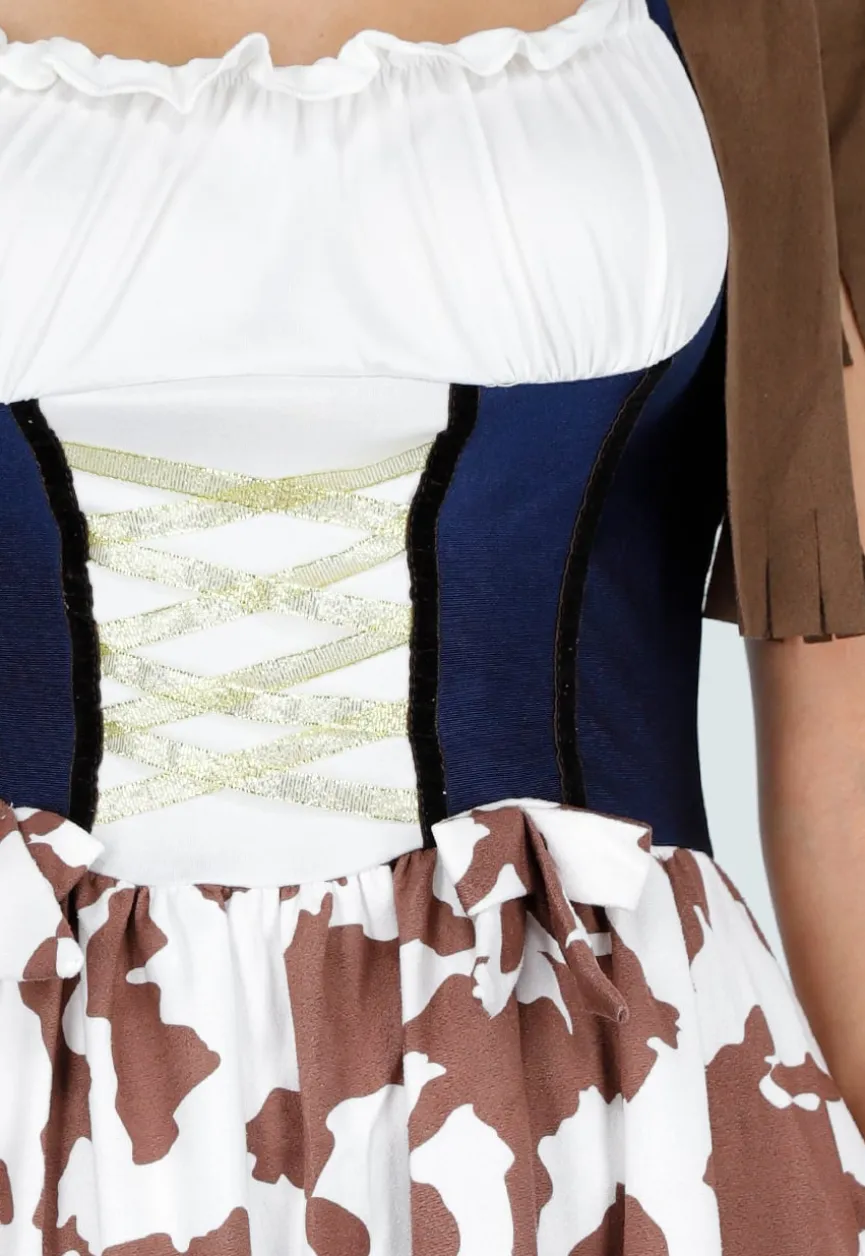 Cowgirl Kostuum met Witte Top Bruine Franjes en Koeienprint Rok