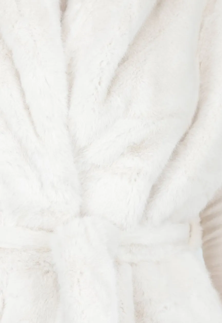 Crèmekleurige Faux Fur Bodywarmer met Ceintuur