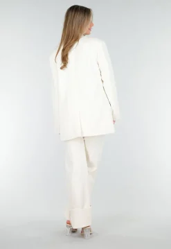 Crèmekleurige Oversized Blazer met Reverskraag en Knopen