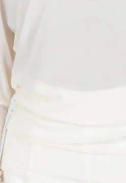 Crème Mesh Top met Lange Mouwen en Stretch