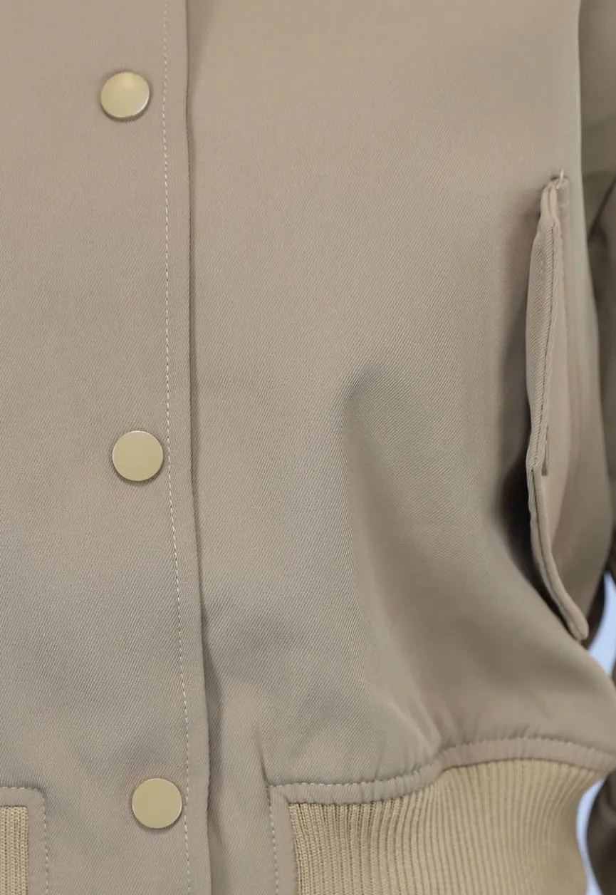 Cropped Bomber Jasje in Camel