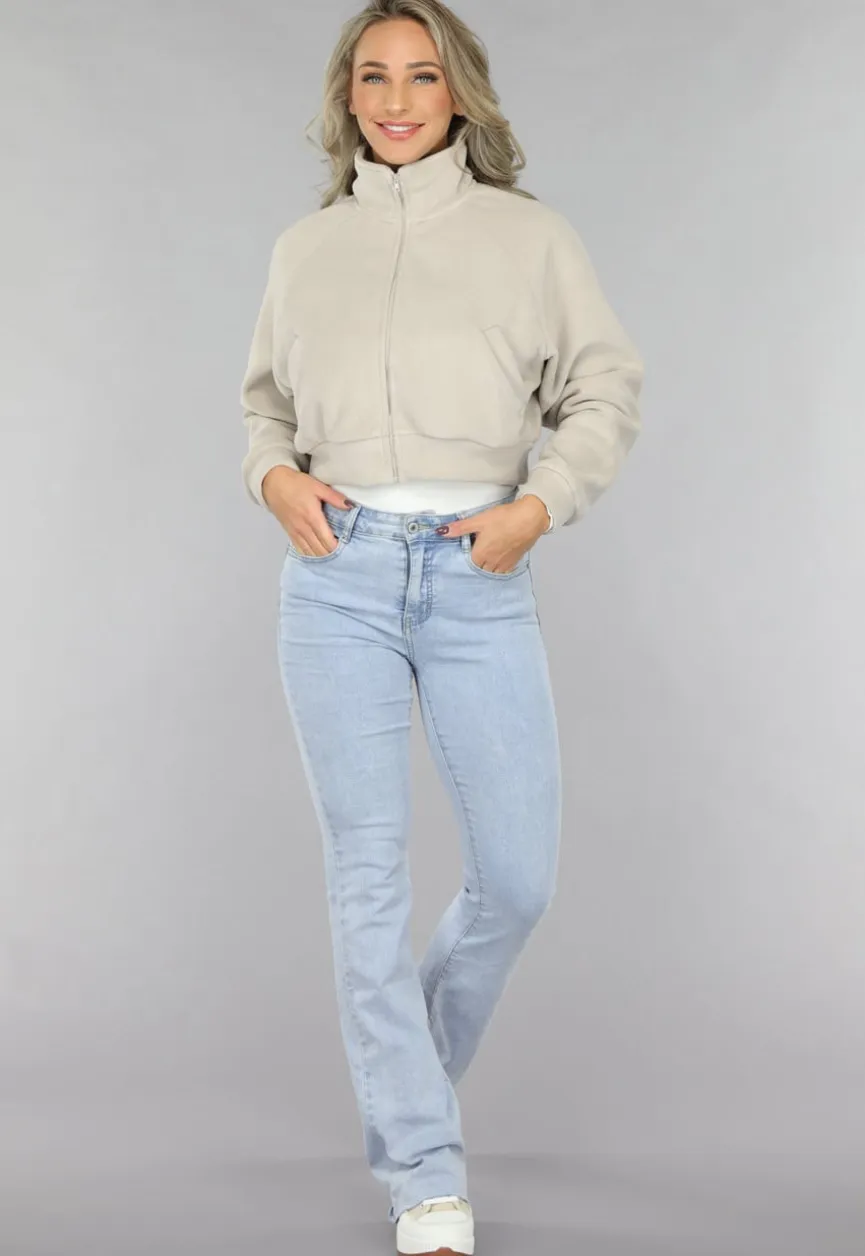 Cropped Fleece Vest met Hoge Kraag