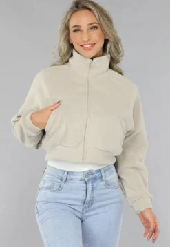 Cropped Fleece Vest met Hoge Kraag