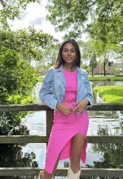Cropped Jeans Jasje met Druksluiting
