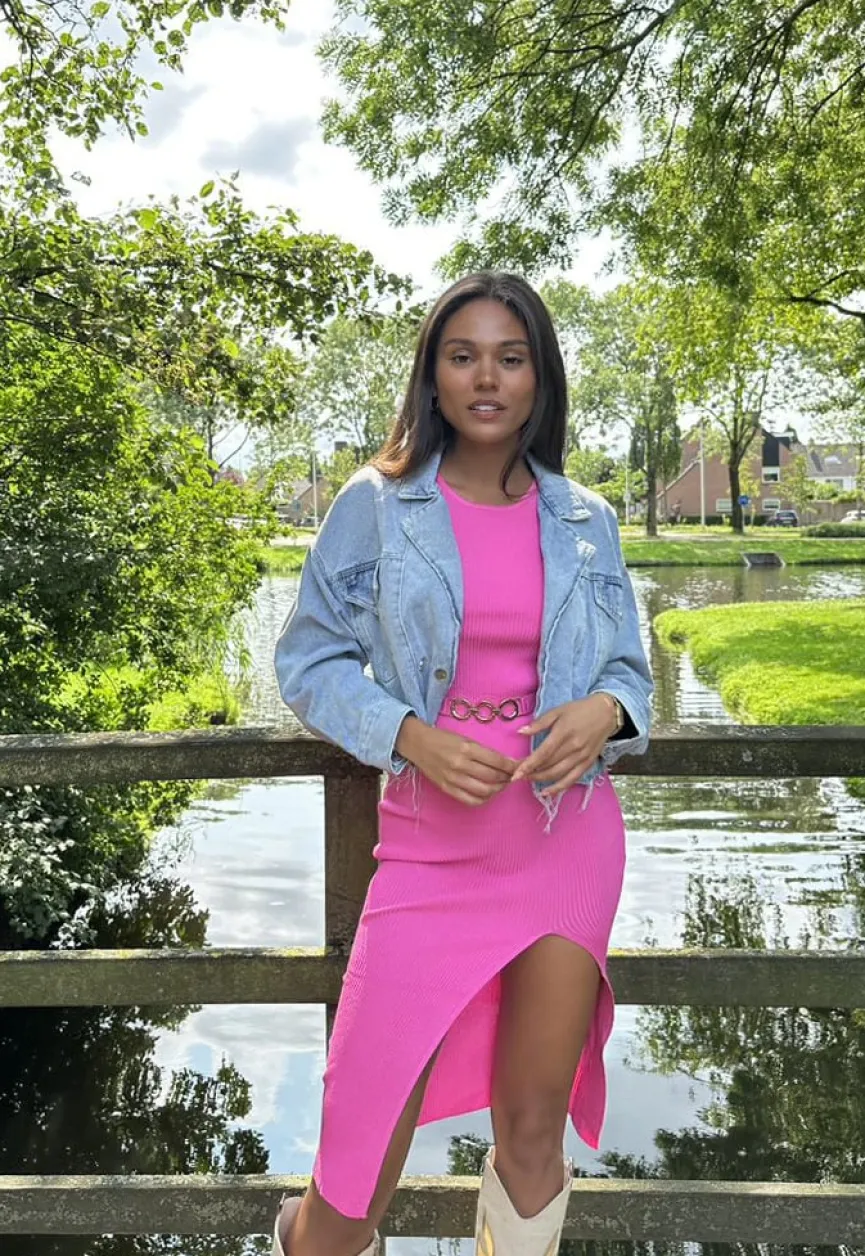Cropped Jeans Jasje met Druksluiting