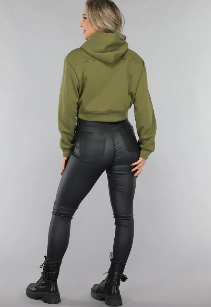 Cropped Khaki Capuchon Sweater