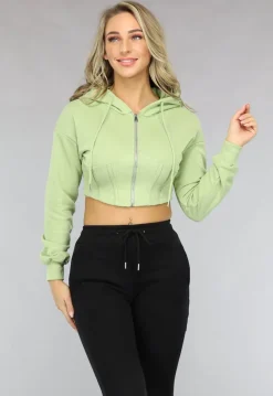 Cropped Korset Look Vestje In Groen