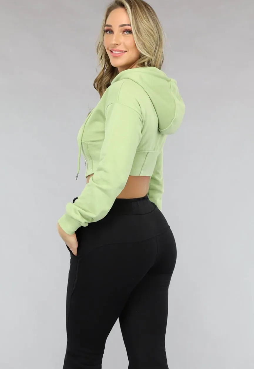 Cropped Korset Look Vestje In Groen