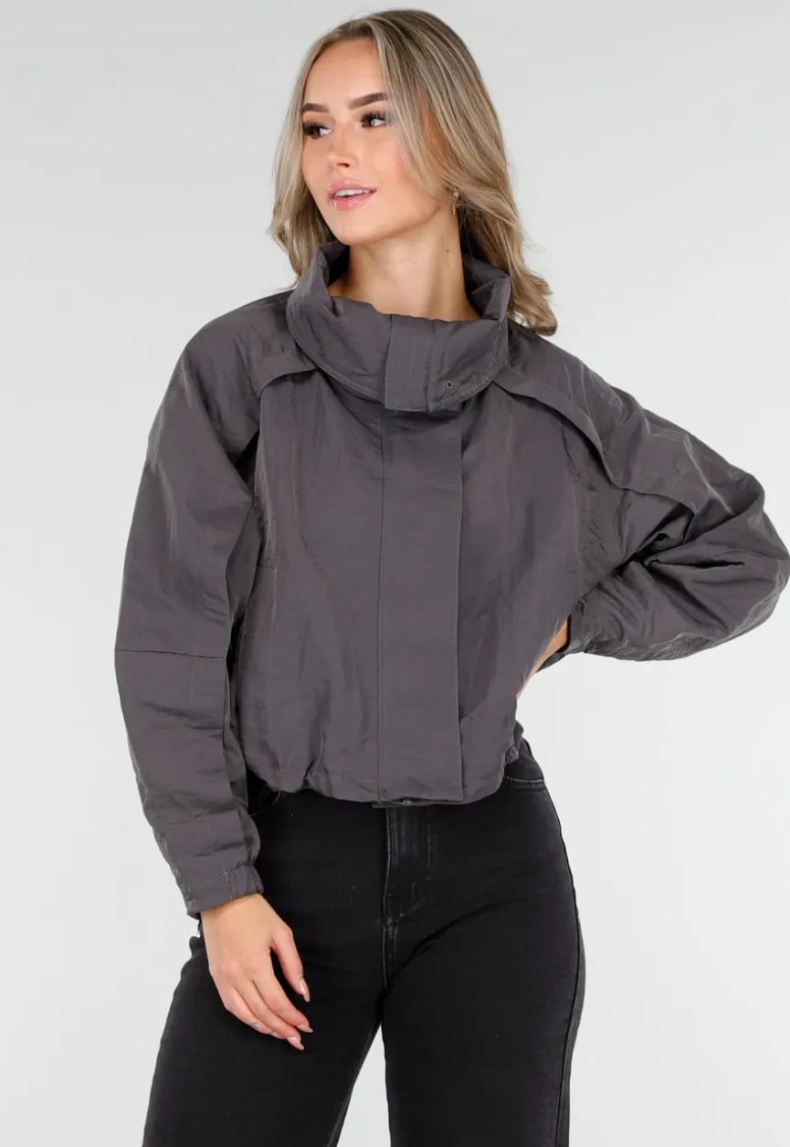 Cropped Lightweight Jas in Bordeauxrood met Brede Kraag