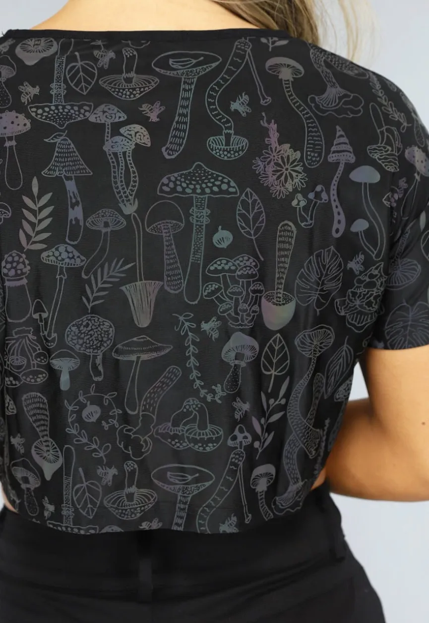 Cropped Shirt met Paddenstoelen Print
