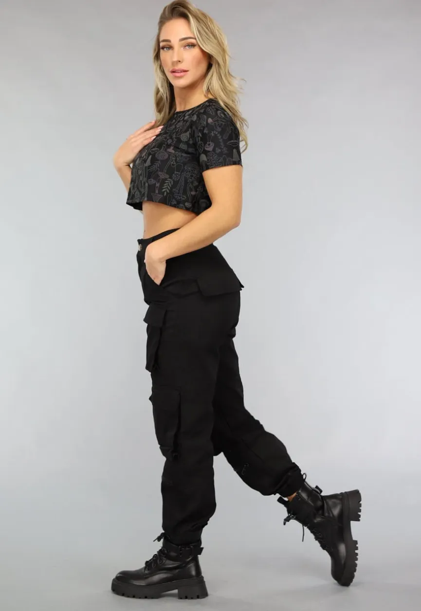 Cropped Shirt met Paddenstoelen Print