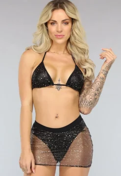 2-Delige Bikini Set met Pads en Gouden Glitters