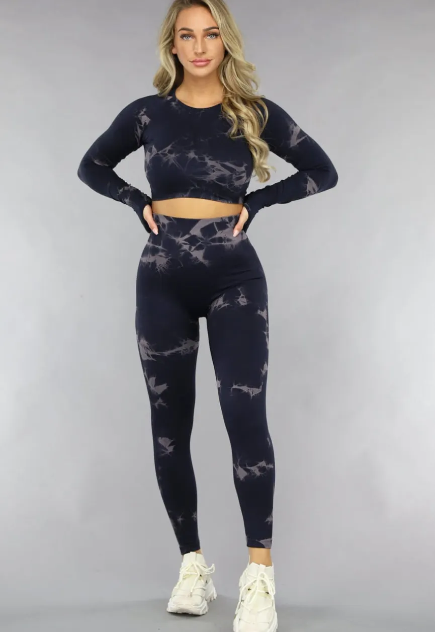 2-Delige Donkerblauwe Sportset met Print