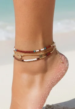 3-Delige Enkelbandjes Set met Multicolor Rocailles Kraaltjes