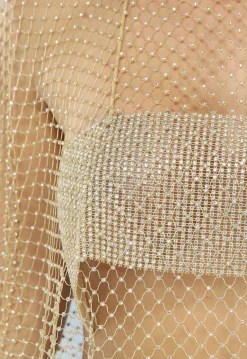 2-Delige Gouden Fishnet Glitter Set