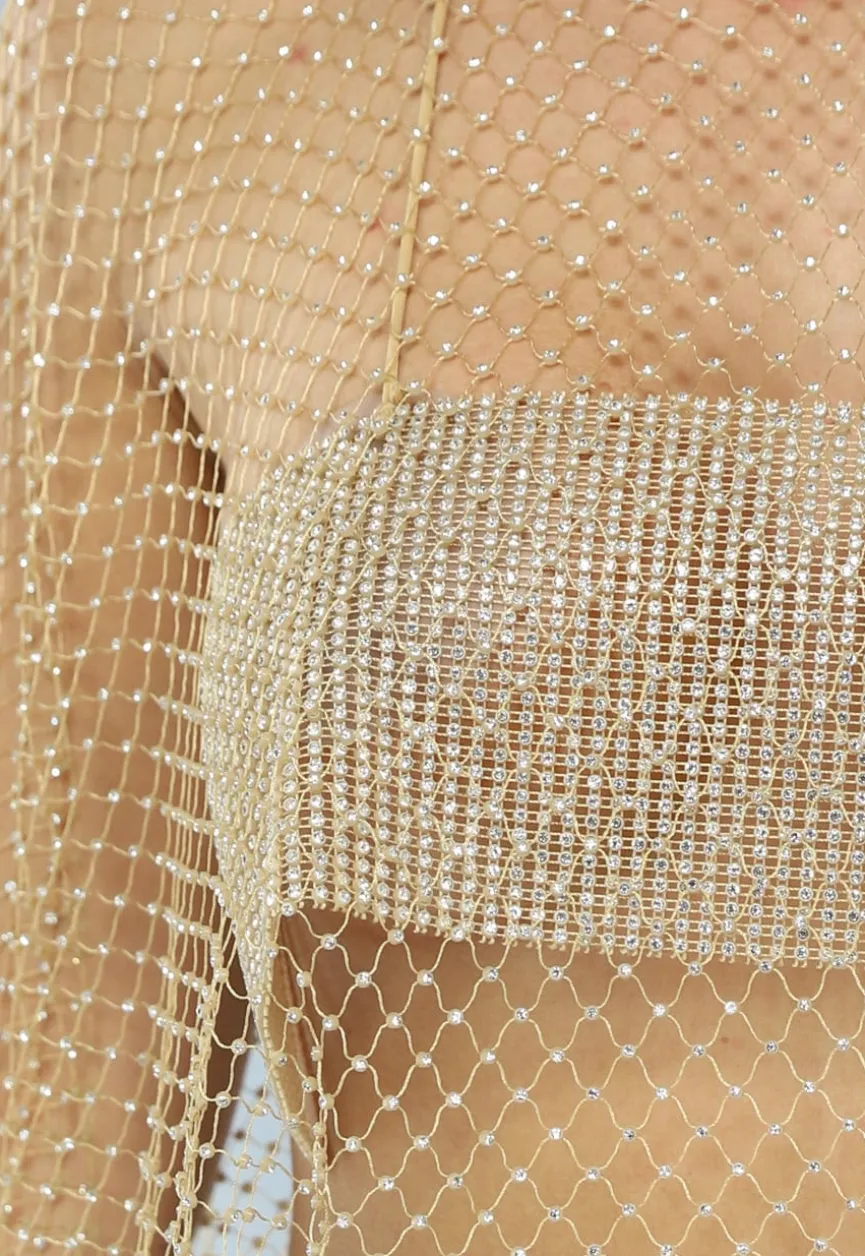 2-Delige Gouden Fishnet Glitter Set
