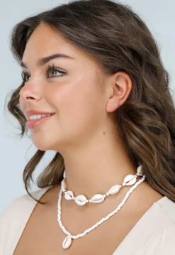 2-Delige Ketting Set met Witte Kauri Schelpjes en Rocailles Kraaltjes