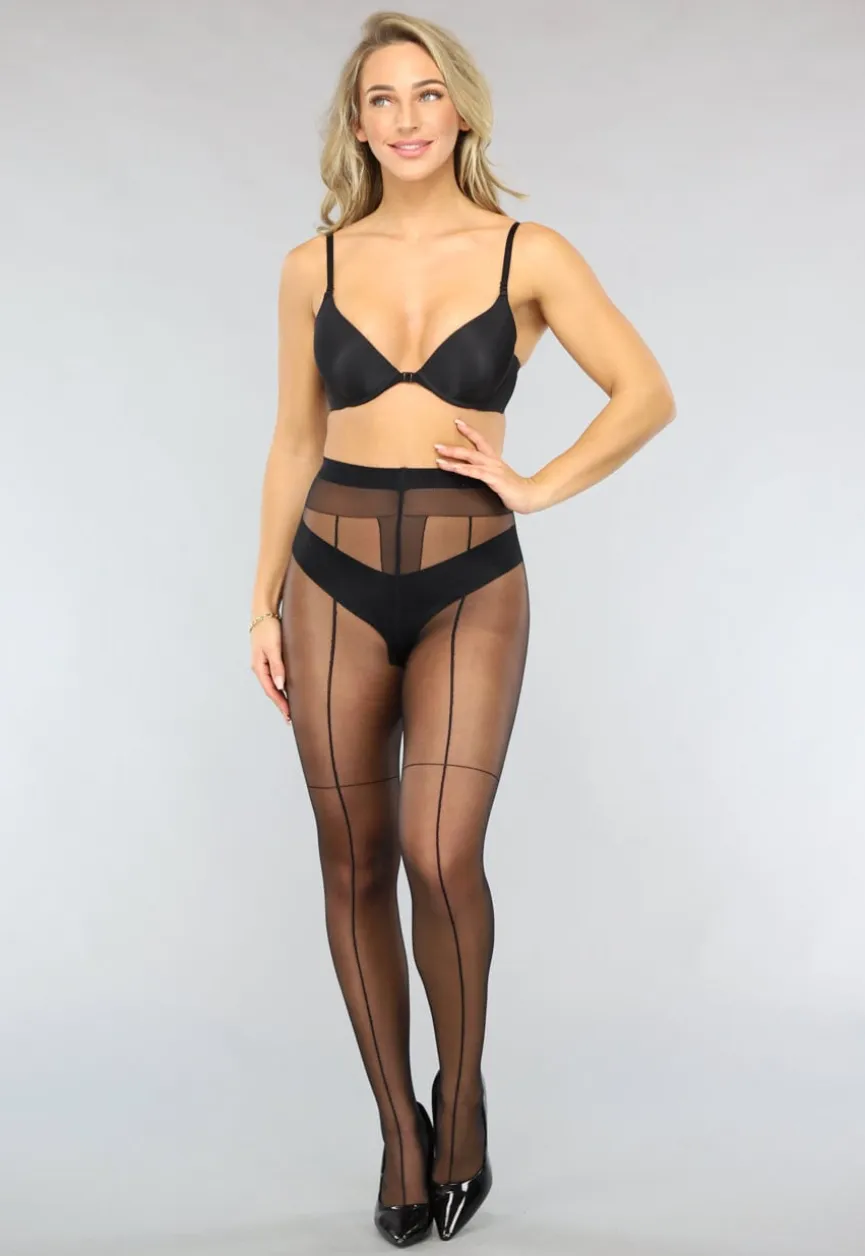 15 Denier Matte Panty met Lijnwerk