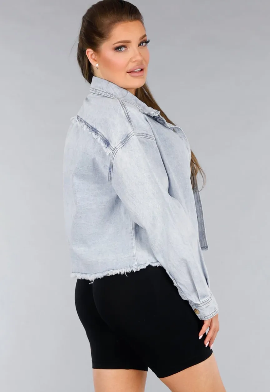 Denim Blouse Jasje met Rafels