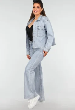 Denim Blouse met Wassing en Borstzakken