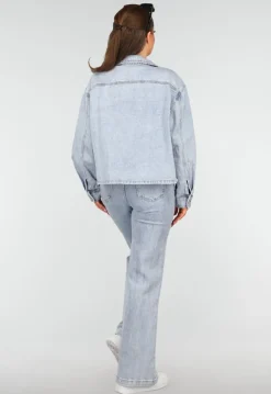Denim Blouse met Wassing en Borstzakken