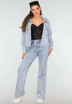 Denim Blouse met Wassing en Borstzakken