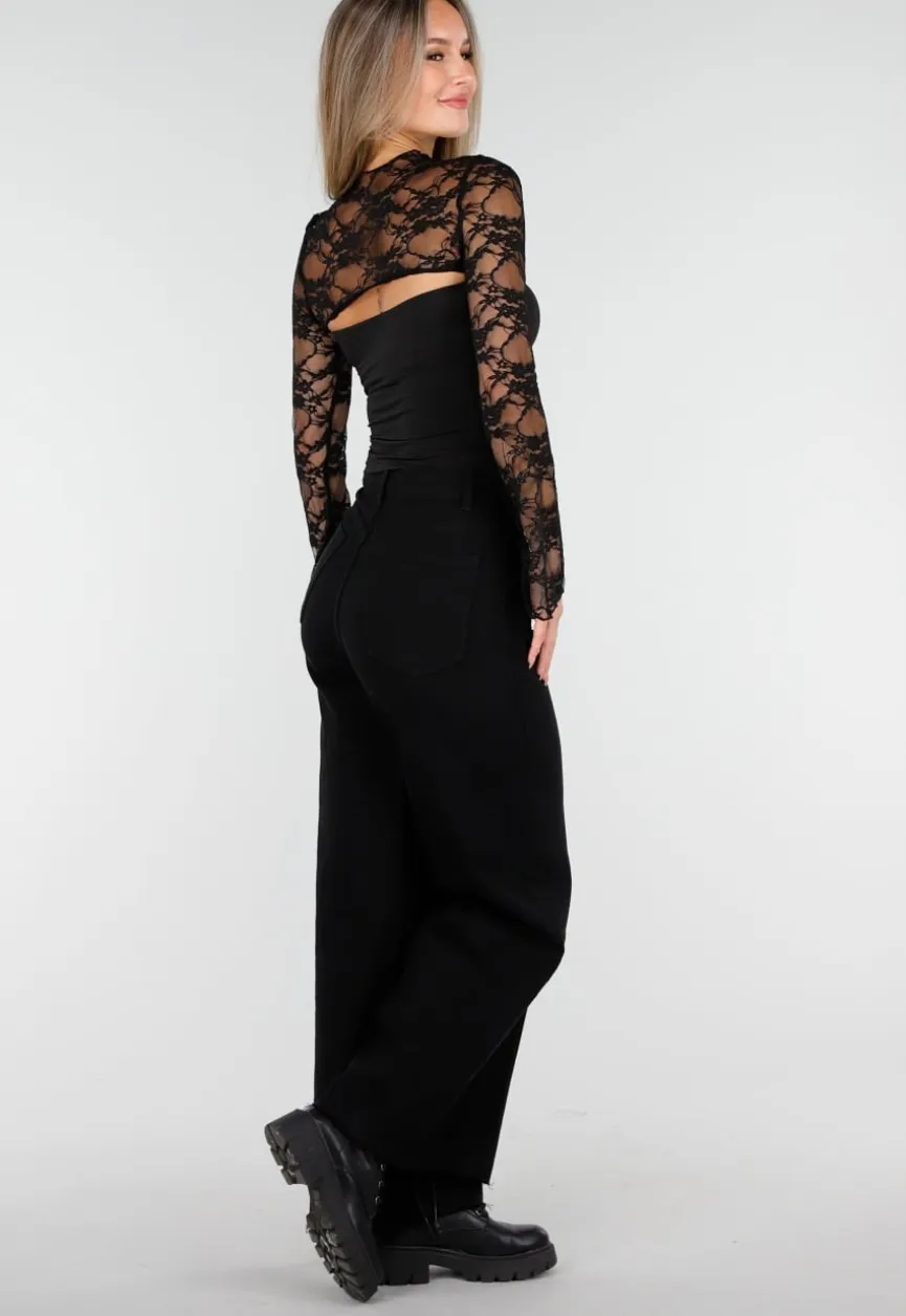 Denim Broek Zwart met High Waist