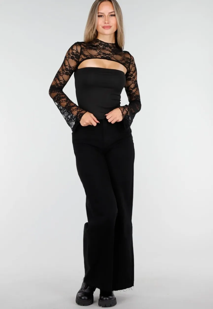 Denim Broek Zwart met High Waist