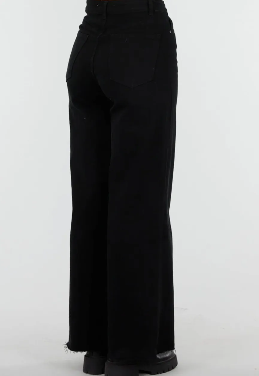 Denim Broek Zwart met High Waist