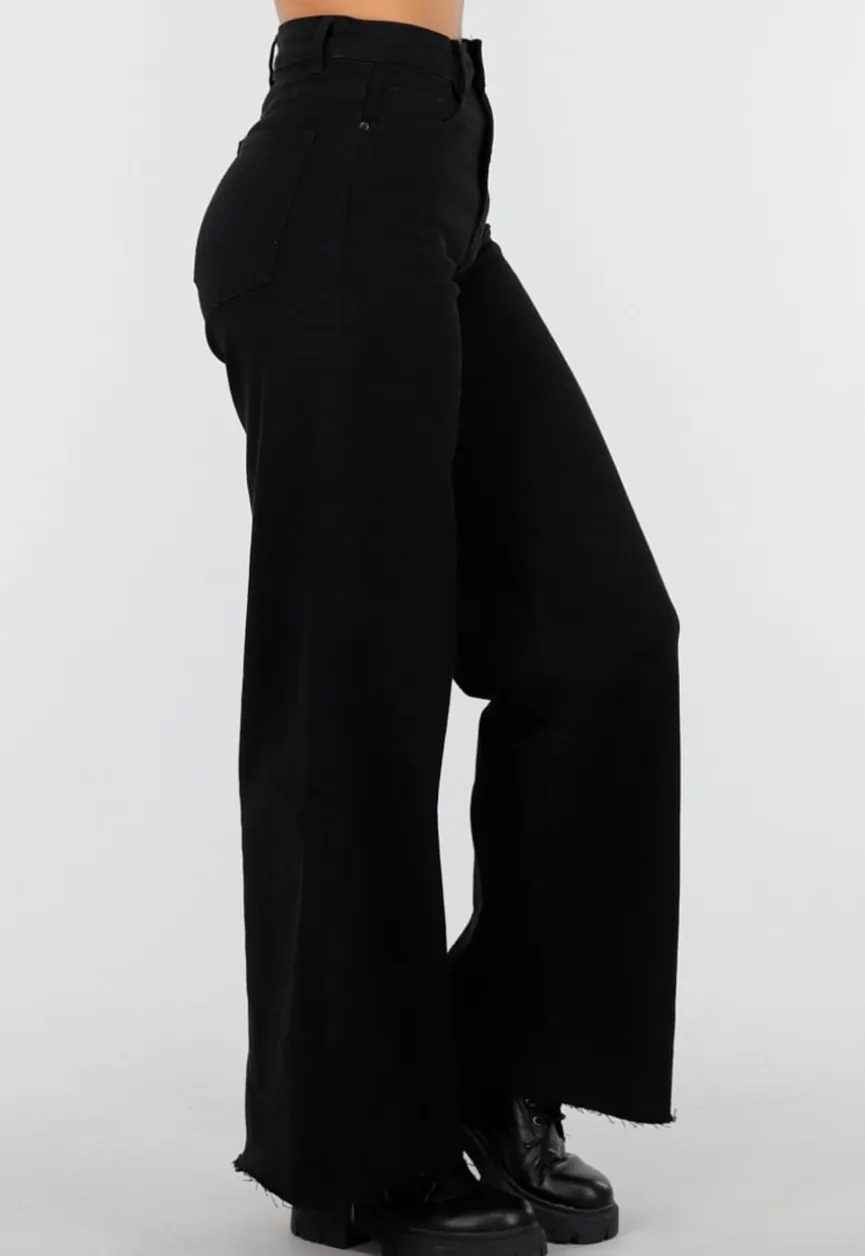 Denim Broek Zwart met High Waist